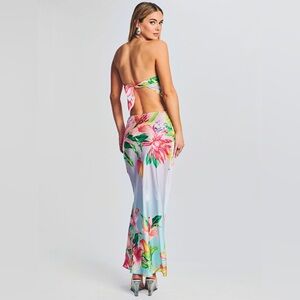 Rococo Sand Lora crystal embellishment Maxi Skirt and Tie top set